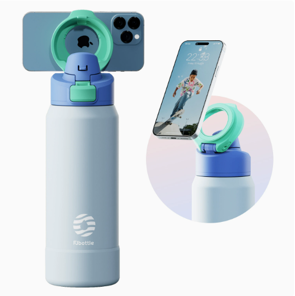 Magnetic thermos cup phone holder